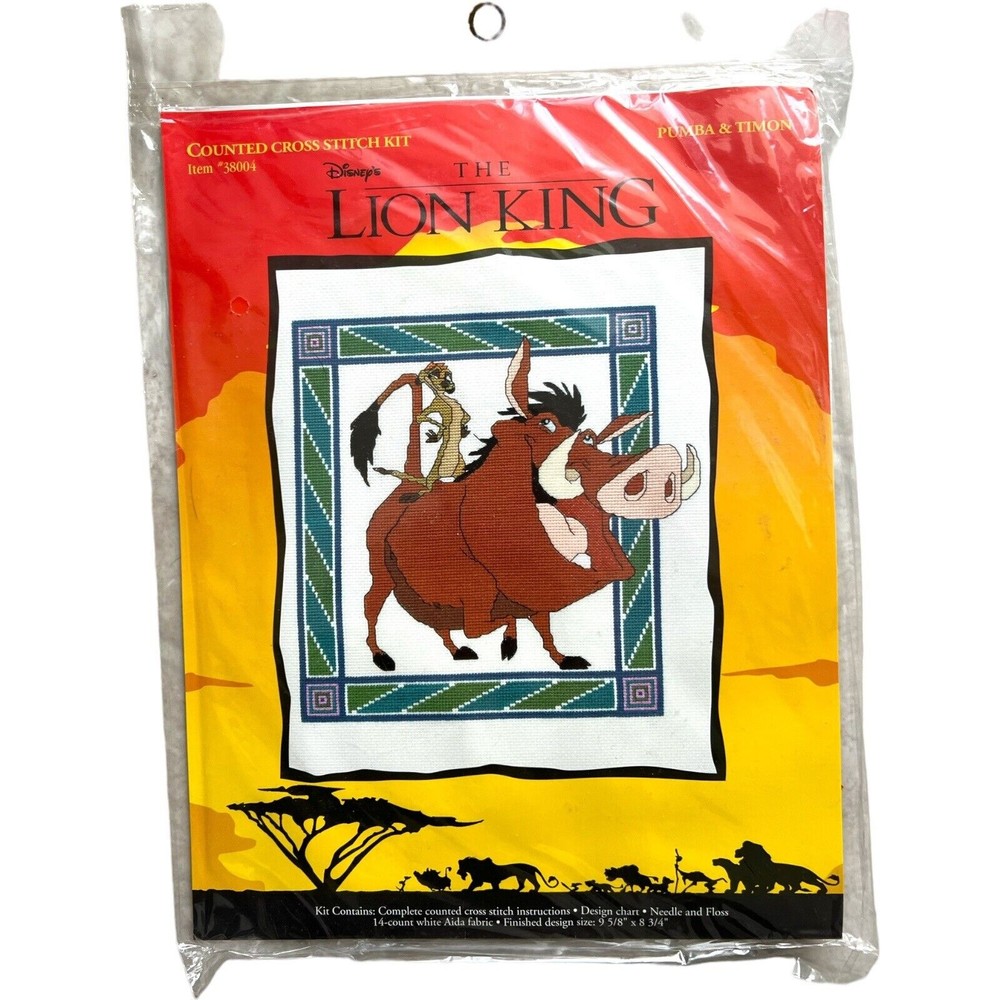 Disneys Pumba & Timon The Lion King Counted Cross Stitch Kit 38004 Sealed New!